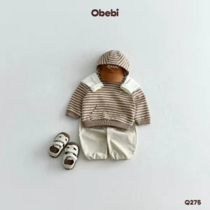 Q275 – Quần Gió Dài Trẻ Em Thu Đông Gắn Tag Cao Su Obebi