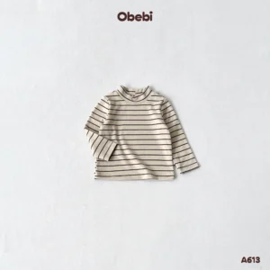 A613 – Áo Giữ Nhiệt Kẻ Ngang Cổ 3 Phân Trẻ Em Thu Đông Obebi