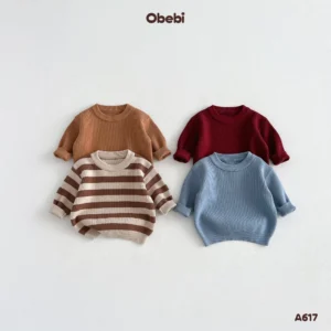 A617-Áo len chui đầu trẻ em thu đông chất liệu len dày mềm mại Obebi