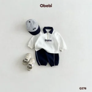 Q276 – Quần Nỉ Trẻ Em Thu Đông Phối Màu Cạp Thể Thao Obebi