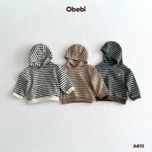 A610 – Áo Nỉ Hoodie Trẻ Em Thu Đông Họa Tiết Kẻ Khỏe Khoắn Obebi