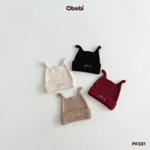 PK331 – Mũ Len Thu Đông Trẻ Em Thêu Obebi