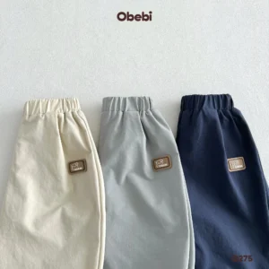 Q275 – Quần Gió Dài Trẻ Em Thu Đông Gắn Tag Cao Su Obebi
