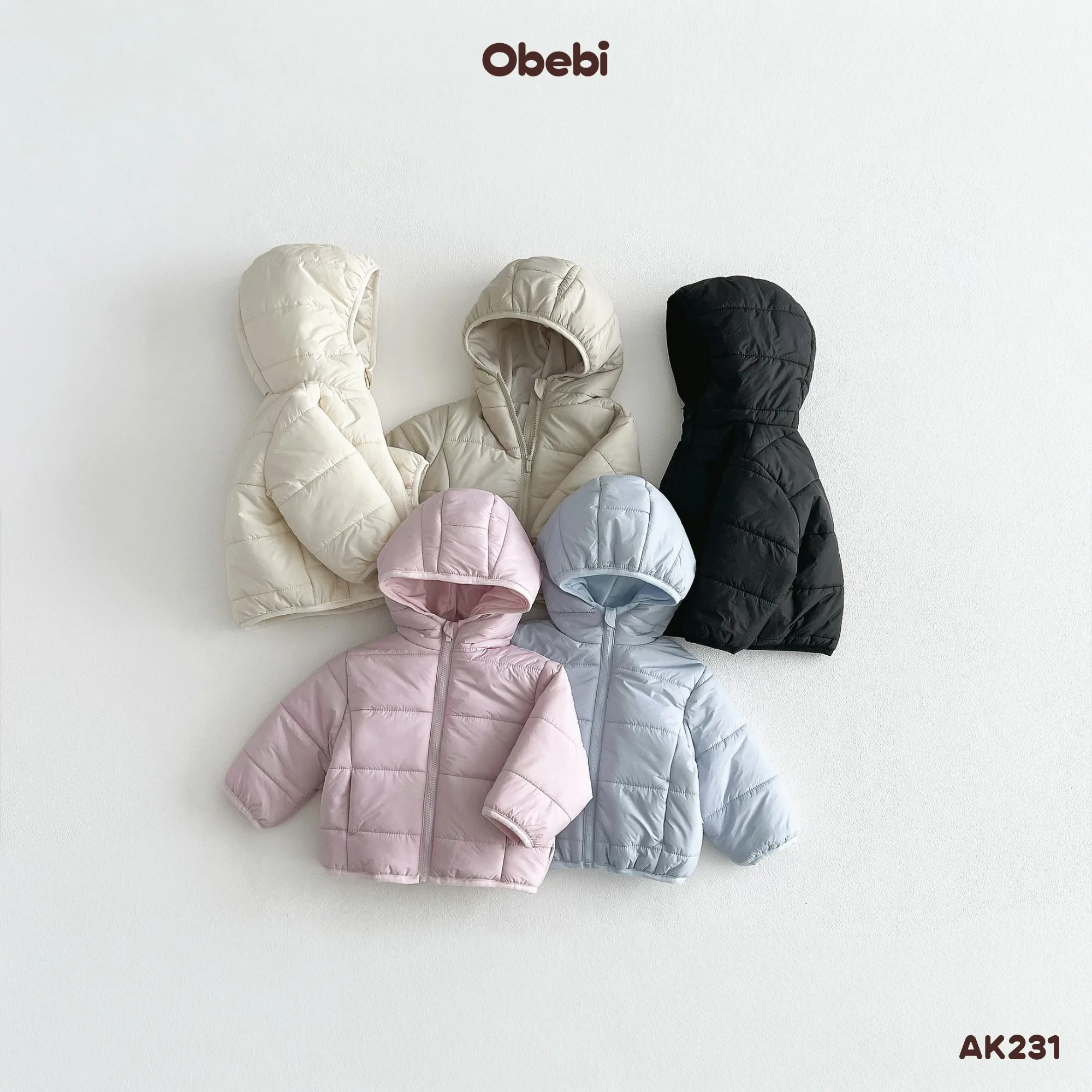 AK231-Áo khoác phao trần bông trẻ em thu đông Obebi