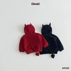 AK242 – Áo Khoác Trẻ Em Thu Đông Sừng Quỷ Nhỏ Obebi