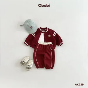 AK229 – Áo Khoác Nỉ Bomber Trẻ Em Thu Đông Thể Thao Obebi