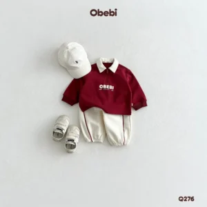 Q276 – Quần Nỉ Trẻ Em Thu Đông Phối Màu Cạp Thể Thao Obebi