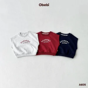 A605-Áo gile nỉ trẻ em thu đông in hình Academy Obebi