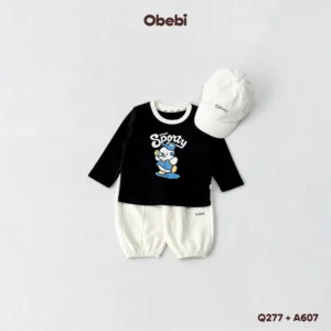 Q277 – Quần Nỉ Trẻ Em Thu Đông Thêu Chữ Ly Gối Obebi