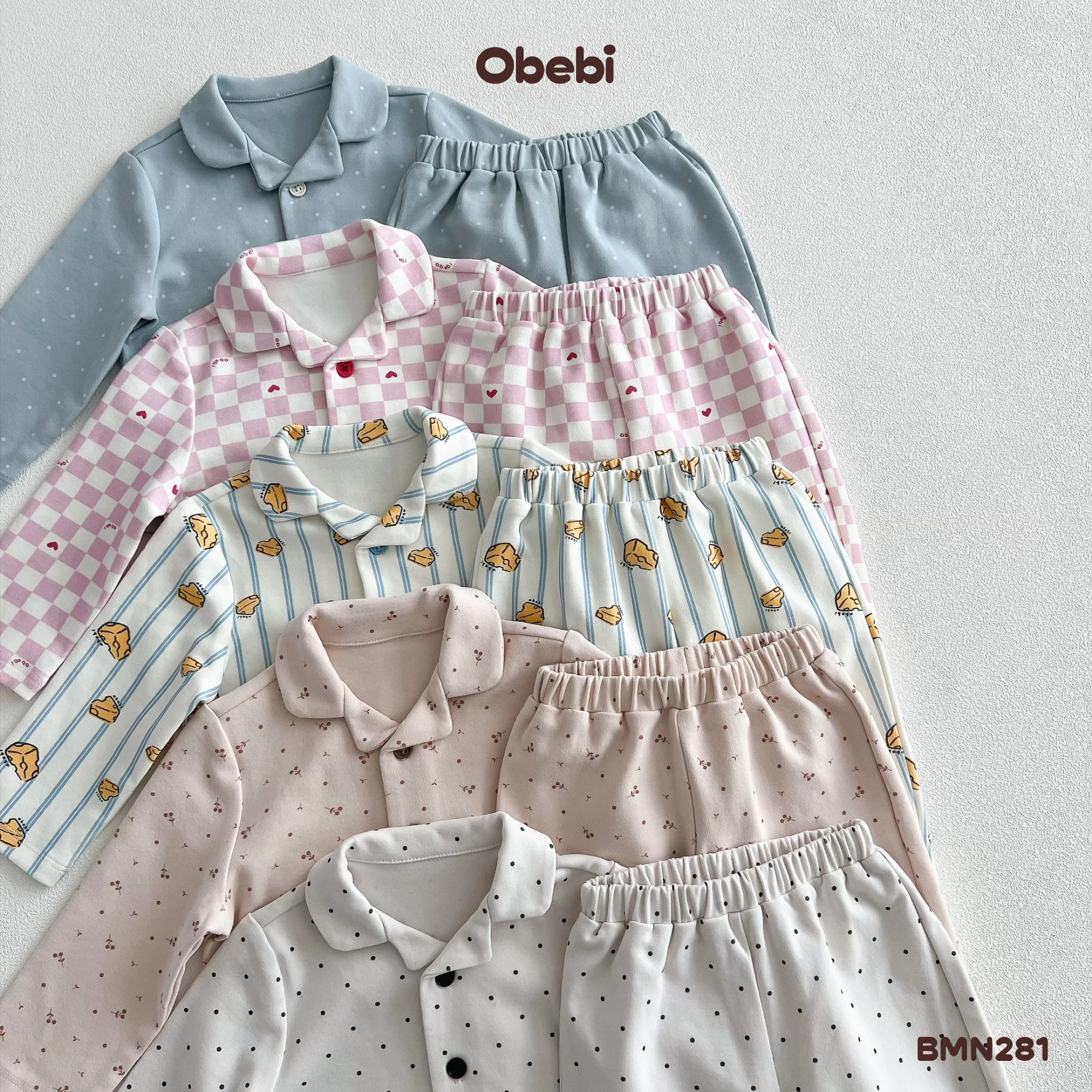 BMN281 – Bộ pyjama trẻ em thu đông in họa tiết Obebi