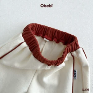 Q276 – Quần Nỉ Trẻ Em Thu Đông Phối Màu Cạp Thể Thao Obebi