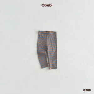 Q288 – Quần Legging Trẻ Em Thu Đông Gân Sọc Ngang Obebi