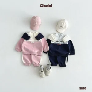 SB52 – Bộ Nỉ Trẻ Em Thu Đông Phối Màu Thể Thao Obebi