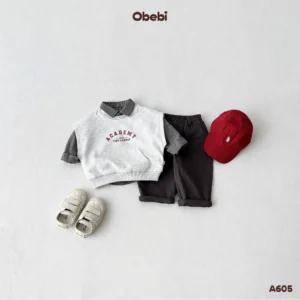 A605-Áo gile nỉ trẻ em thu đông in hình Academy Obebi