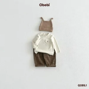 Q285.1-Quần nhung tăm trẻ em thu đông in họa tiết Obebi