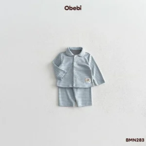 BMN283-Bộ Pyjama trẻ em thu đông kẻ ngang Obebi