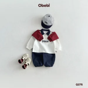 Q275 – Quần Gió Dài Trẻ Em Thu Đông Gắn Tag Cao Su Obebi