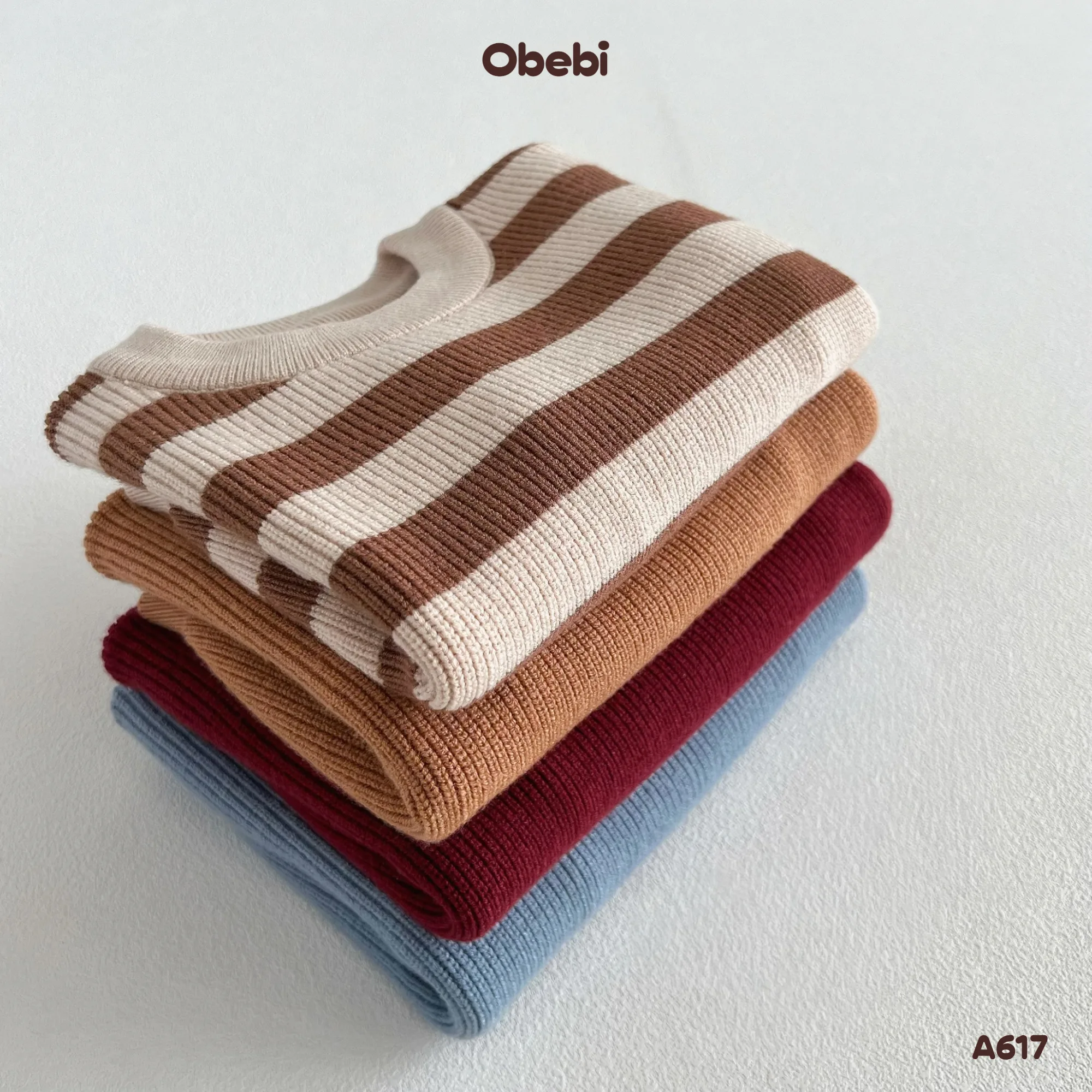 A617-Áo len chui đầu trẻ em thu đông chất liệu len dày mềm mại Obebi