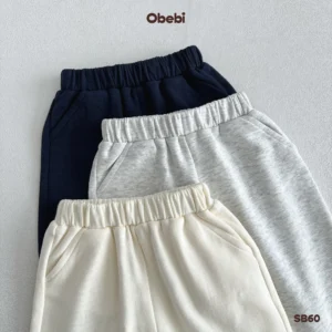 SB60 – Bộ nỉ trẻ em thu đông phối cổ hình in nhân vật thương hiệu Obebi