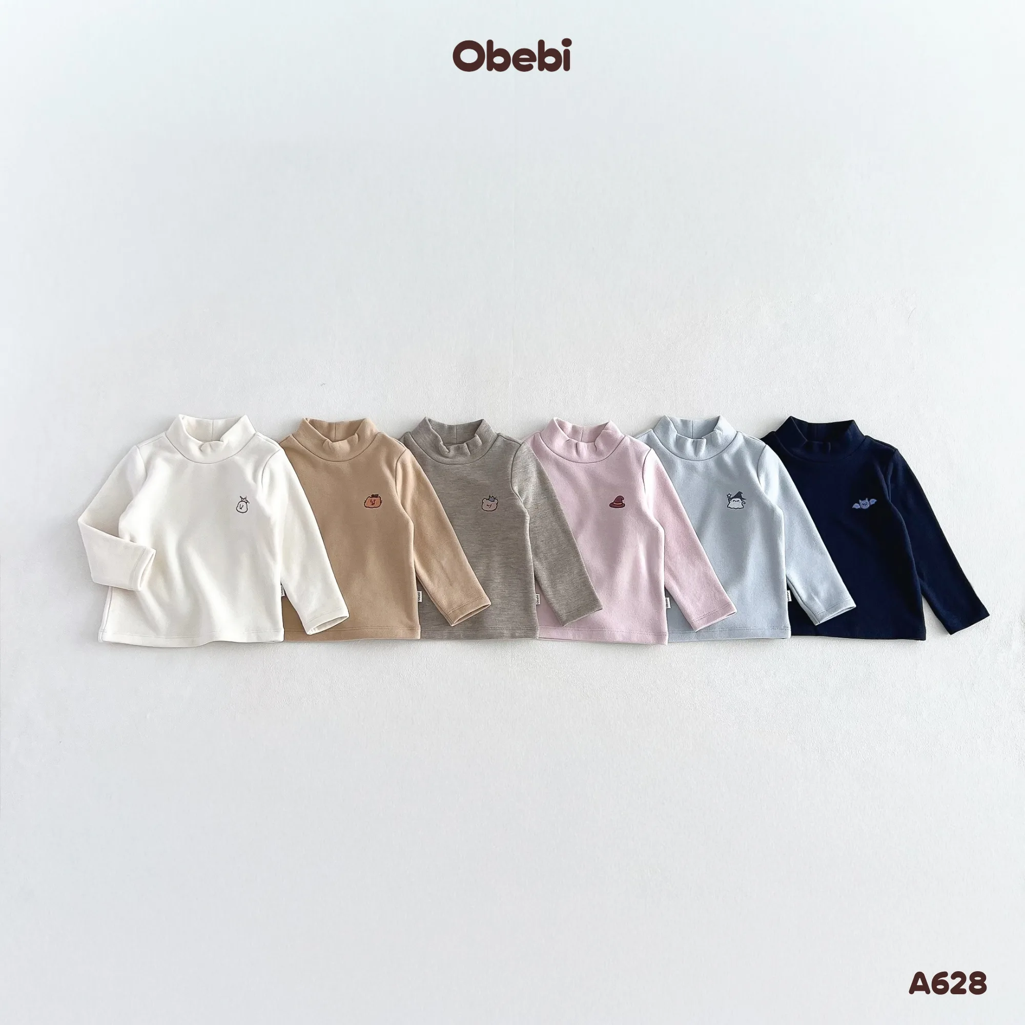 A628 – Áo Giữ Nhiệt Trẻ Em Thu Đông Hình Thêu Ngộ Nghĩnh Obebi